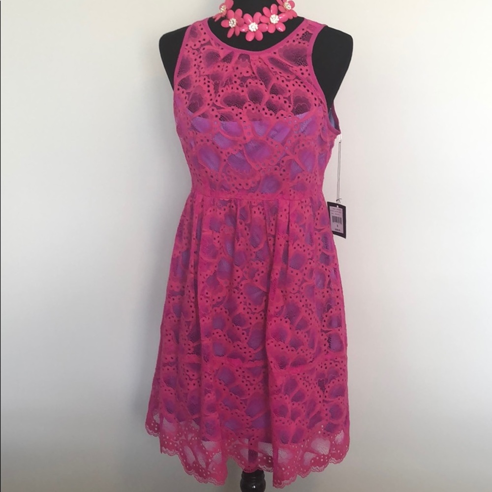 NWT Nanette Lepore pink lace dress